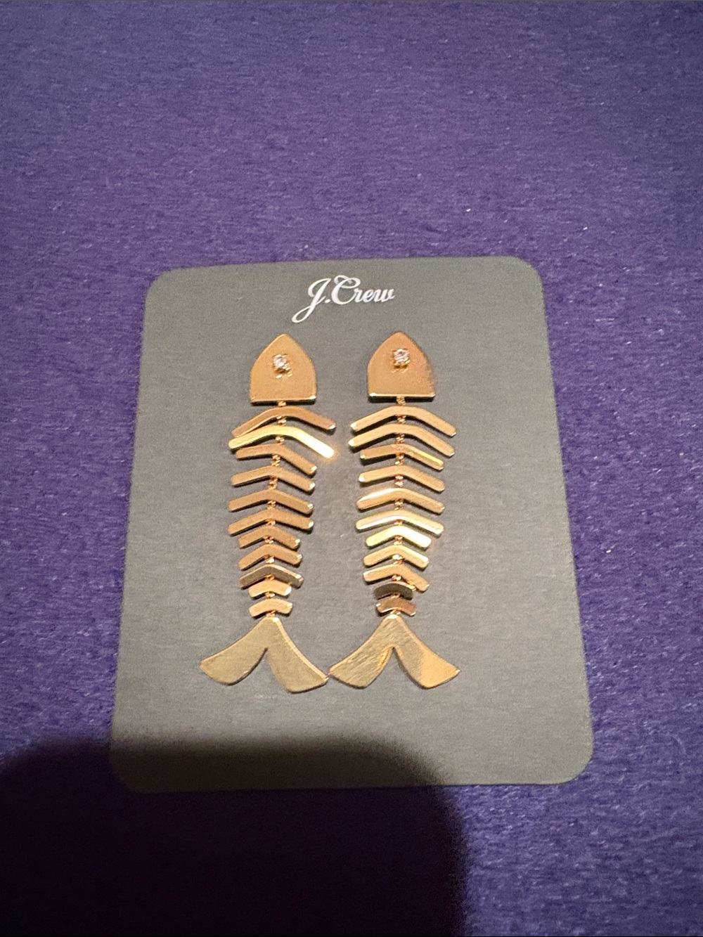 J. Crew Gold Fishbone Drop Earrings - Articulated Dangle